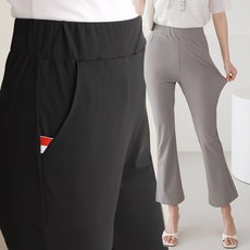 빅빅몰 [사방스판] 55~120 여성 아이스 밴딩 2선 포인트 세미 부츠컷 쿨 팬츠