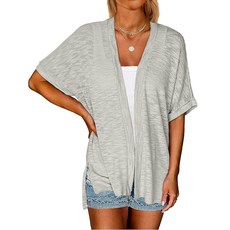 Yekaty 여성용 경량 가디건 캐주얼 여름 반소매 오픈 프론트 비치 커버업 2025 블랙. XXL