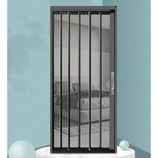 무턱 방충문 현관 방충망 폴딩도어 슬라이딩 방범 사이즈견적문의, 40 메시 블랙 두꺼운 금속 휠