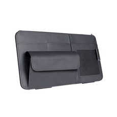 【真的購了 RealBuy】高質感皮革遮陽板收納袋 遮陽板收納 卡片收納 眼鏡盒收納 車用夾鏈袋 汽車收納 遮陽板置物, 1個, 黑色