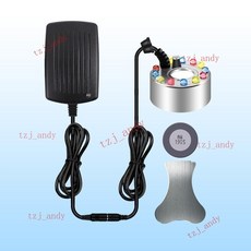 附發票 假山水景霧化器 魚缸造霧器 盆景流水擺件 霧化頭 噴霧加濕器, 大霧【彩燈+電源】+霧化片+鑰匙, 1個