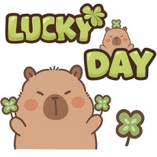 위드코코 DIY 캐리어 꾸미기 리무버블 방수 스티커 거울 유리 창문 벽 욕실 타일 부착, 1개, 럭키카피바라