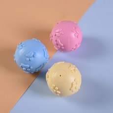 강아지 TPR 내구성 장난감 이갈이 뼈대 자동 훈련용, 1개, 소리 나는 발바닥 볼 지름 6cm 48g