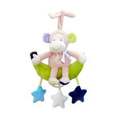 JoyBaby 嬰兒床鈴 發條音樂拉鈴毛絨推車掛件, 猴子香蕉-F, 1個