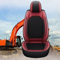 포크레인 굴착기 시트커버 고급인조가죽 통기성메쉬 사계절 풀커버 의자 방석 오염, 1개, 와인레드 스탠다드