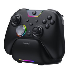 EasySMX X05 Pro 게임패드 컨트롤러 무선 조이스틱 PC게임패드 안드로이드 iOS 닌텐도 스위치 호환, 1개, 블랙(충전 도크 포함)