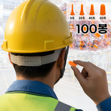 통품스토어 대용량 100봉 서서히복원되는 밀착 이어플러그 개별포장 수면 차단 산업 현장 소음 귀마개, 100개, 2개입