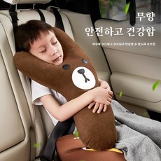 어린이 차량용 안전벨트 쿠션 인형 곰돌이 | 아이 목베개 목꺾임방지 쿠션 패드, 1개, Y자