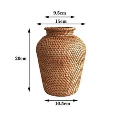 越南進口手工藤編花瓶, 花瓶直徑15口徑9.5高20cm