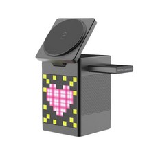 電魔方多功能無線充電座 (MagSafe/watch/耳機/藍牙喇叭), 黑, 1個