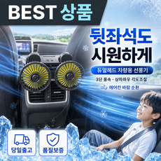 아이렌 무소음 강력 차량용 선풍기 서큘레이터 듀얼 뒷좌석 USB타입 12V 24V, 모던블랙, BR0522-2026