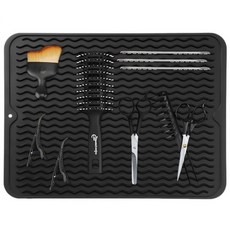 Ouliget 클리퍼용 이발소 매트 미끄럼 방지 유연한 고무 바 서비스 싱크 매트 뷰티 살롱 스테이션 패드용 조리대 보호 39.9 x 30.5cm(15.6 12인치) (블랙), Ouliget 클리퍼용 이발소 매트, 미끄럼 방지 유연