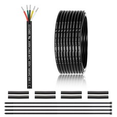22 게이지 5선 전선 25피트 UL 2464 AWG 케이블 도금 구리 PVC 연선 225 코어 와이어 LED 조명 야외 저전압 연장 자동차용 등, 16AWG-5C, 25FT
