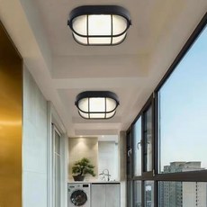 HUGO LIGHTING 戶外壁燈 陽台防銹外牆 景觀庭院燈 外玄關 車庫吸頂燈, 大號黑面具厚料 28cm
