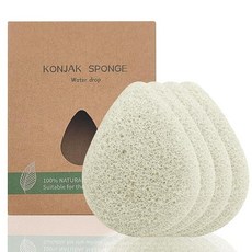 자연 추출물 곤약 페이셜 스폰지 4팩 SourceTon 페이스 스크러버 부드럽고 부드러운 모든 피부 타입용 237622, 화이트