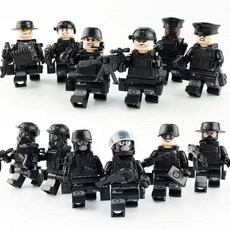兒童玩具軍事系列第三方特別作戰小組俄軍隊裝備武器, 12款黑色特警人仔配武器, 1個