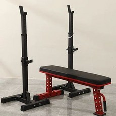 바벨거치대 스쿼트랙 역기거치대 벤치프레스 봉 운동 바벨 프레스 홈짐 역기 역도 거치대, 검정 분리형두꺼운 빨강 평벤치