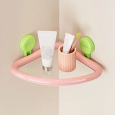 달리발리 욕실 모서리 코너 선반 무타공 화장실 수납 홀더 배수형 샴푸 거치대 틈새 수납, 1개, 핑크