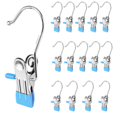 Mirsh 논슬립 코팅 바지걸이 집게, 15개, 블루