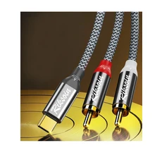 USB C ~ 2RCA 남성 잭 플러그 어댑터 금도금 TypeC 3.5mm Y 분배기 AUX 코드 자동차 보조 스테레오 스피커, 01 Type C to 2RCA, 01 0.6m