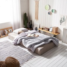 홈잡스 올인원 저상형 침대 매트리스, 베이지