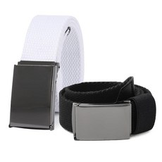 AWAYTR 남아용 캔버스 웹 벨트 - 2피스 교복 면 스트랩 벨트 4가지 사이즈로 조절 가능 여아에게 적합 블랙+화이트 129350