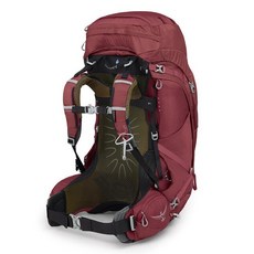 Osprey Aura AG 65L 女款透氣輕量登山背包 附防雨背包套 莓果紅, M/L