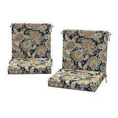 DYTXIII 야외 미드백 의자 쿠션 2개 세트 50.8 x 43.2cm2-20 17인치 방수 및 변색 방지 파티오 시트 쿠션 고탄력 폼 다이닝용 미끄럼 타이 발코니 가, 페이즐리 사파이어