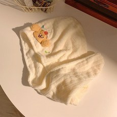 珊瑚絨速幹吸水幹發帽 白色線條小狗圖案, 白色線條小狗, 1個
