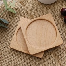 로고 받침 매트 나무 둥근 사각형 호두 머그잔 안경 8cm, 1 pcs, Beech square 3