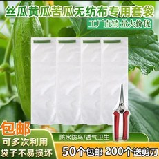無紡布瓜果套袋 苦瓜絲瓜青瓜專用 防蟲防鳥防水透氣, 1個, 全新升級款自帶扎絲200個送剪刀,15x45無紡布青瓜絲瓜袋10個裝