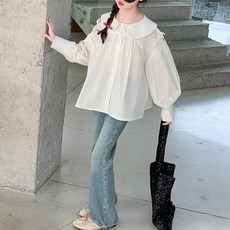 구빠방 아동 루즈 리본 플레어 긴팔 셔츠