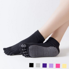 논슬립 요가 양말 미끄럼 발가락 스포츠 유발 필라테스 양말 여성, 연보라