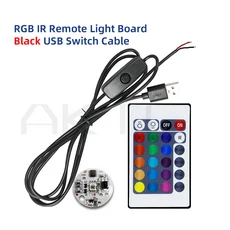 1세트 DC 5V 저전압 그라데이션 LED RGB 라운드 보드 1.5M USB 스위치 케이블 IR 무선 디밍 원격 제어, [01] USB 5V RGB