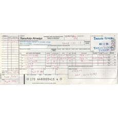 TRANSASIA PAPER FLIGHT TICKET 機票 TICKET-TNA, 1個