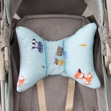 嬰兒枕頭 嬰兒護頸枕 推車護頸防震 寶寶蝴蝶靠枕 新生兒防偏頭定型枕 棉, 藍色動物園（秋冬款）