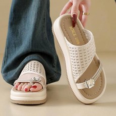 夏季女鞋小個字小尺碼親子拖鞋腳寬腳胖人字半托鞋涼鞋女夏季寬楦舒適運動拖鞋增高防滑耐磨厚底涼鞋韓國黑色輕量透氣涼拖鞋一腳蹬懶人鞋娃娃鞋厚底鞋沙灘鞋女涼鞋防臭涼鞋編織涼鞋, 36, 香槟