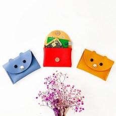 초등학교 참여수업교구 가죽공예 동전 카드지갑 만들기 복지관수업 DIY, 체리레드, 1개