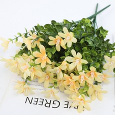 仿真花春草蘭花塑料花金錢草水仙花，戶外居家裝飾人造花藝擺設，提升生活空間美感, AHB1911-200黃色, 1個