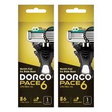도루코 PACE6 휴대용 면도기 6중날 일회용, 2개