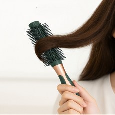 엔웨이브 롤 헤어빗 정전기방지 롤헤어빗 뿌리 볼륨 롤헤어빗, 1개, 다크그린