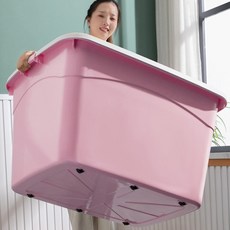 加厚衣物收納箱 兒童玩具整理箱 衣櫃儲物箱, 粉紅色,70*51*40.5cm（六輪）X-3, 1個