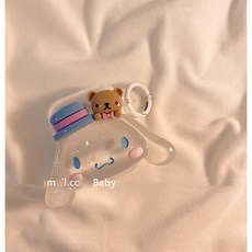 티류으스 시나모롤 에어팟케이스 호환 AirPods 4 세대 에어팟케이스 키링 세트, AirPods 4세대
