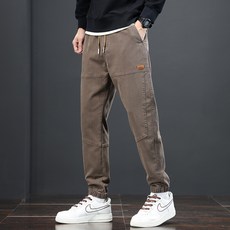 工裝褲 韓系 寬鬆九分束腳直筒褲