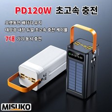 PD 120W 고속충전 대용량 파워뱅크 태양광 LED 집광등 아웃도어용, 화이트, 160000mAh