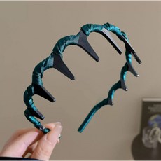 布藝帶齒髮箍 高顱頂髮箍 洗臉髮箍 防滑碎髮整理神器, 1個, 洗臉帶齒發卡【墨绿色】
