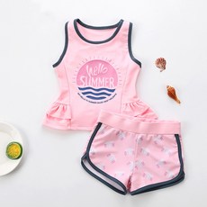 달콩슈 여아용 수영복 상하의 세트 래쉬가드 DSW601