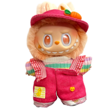휘뚜마뚜 라부부 인형 키링 옷 드레스 17cm 1세대 3세대, 라부부옷 레드 세트 멜빵, 1개