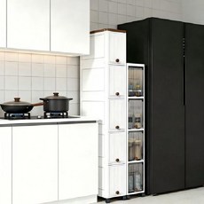 다목적 부엌 욕실 틈새수납장 대용량 거실 이동식 다층 서랍장, 투명색