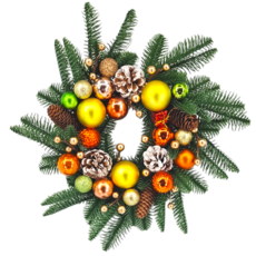 裝飾燈大師 40cm諾貝松花圈, D款金色橘色, 1個